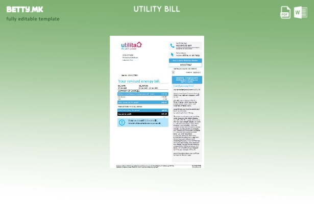 Модерен стил Обединетото Кралство Utilita Energy шаблон за комунални сметки